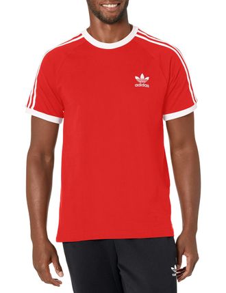 adidas Originals Mens Adicolor T-Shirt with 3 Stripes, Vivid Red, M