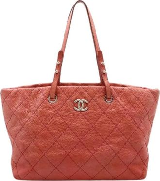 Chanel Pre-owned Tote Bags, female, Pink, Size: ONE SIZE Pre-owned Vintage Leather Tote Bag