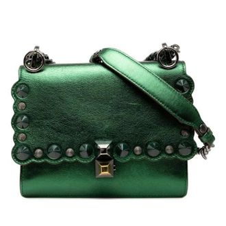 Fendi Pre-owned Shoulder Bags, female, Green, Size: ONE SIZE Pre-owned Leather Shoulder Bag