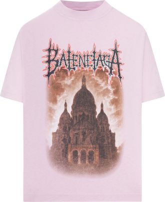 Balenciaga CREWNECK COTTON T-SHIRT WITH PRINT - Balenciaga - Woman