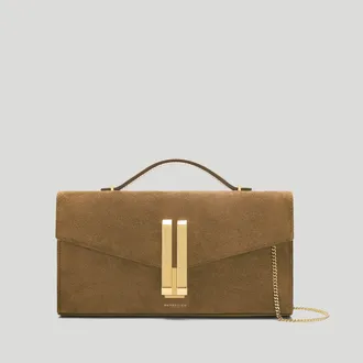 DeMellier The Vancouver Clutch in Tobacco Suede Leather Clutch
