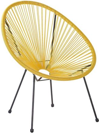 Beliani Beliani - Modern Accent Chair Round pe Rattan Steel Living Room Yellow Acapulco ii