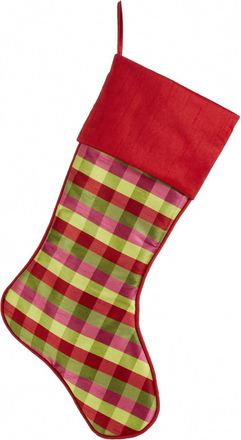 Raz Imports Inc. Bright Plaid Christmas Stocking In Pink & Magenta