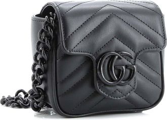 Gucci Gg Marmont Flap Belt Bag Matelass&eacute; Leather Mini (Authentic Pre-Loved)