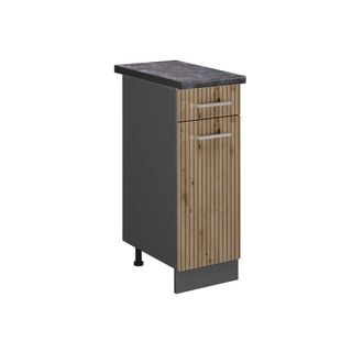 Vicco Mueble Bajo De Cocina R-line, Roble Artesanal, 30 Cm, Et Antracita