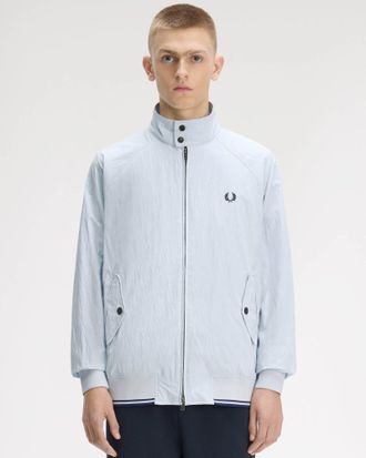 Fred Perry Mens Harrington Jacket in Light Blue Recycled Material - Size X-Large