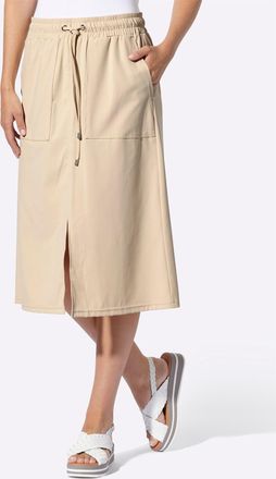 Heine Jerseyrock HEINE, Damen, Gr. 36, sand, 75% Polyamid, 25% Elasthan, unifarben, wadenlang, R&ouml;cke Jerseyrock