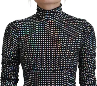 Dolce & Gabbana Black Embellished Nylon Bodycon Mini Womens Dress (Pre-Owned)