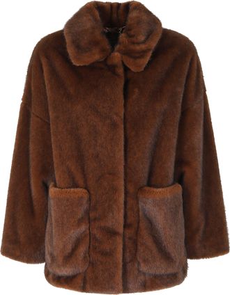 Herno Brown Faux Fur Collar Polyester Bomber Jacket