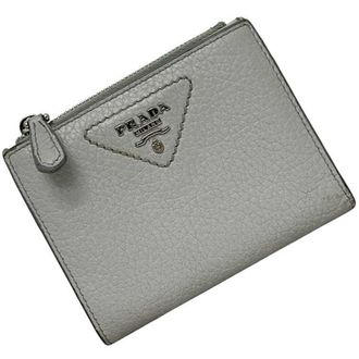 Prada Gray Leather Wallet (Bi-Fold) (Pre-Owned)
