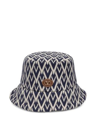ハット VALENTINO Multicolor raffia bucket hat (5W2HGA72UXB WSW) VALENTINO GARAVANI VLOGO The Bold striped crocheted faux