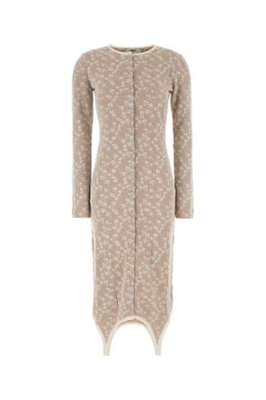 Fendi Womens Embroidered Cotton Blend Dress - Tan - Size EU 36 (Womens)