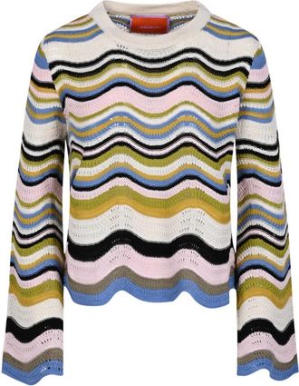 La DoubleJ Chevron Crop Sweater - Dames - Ronde hals truien - Veelkleurig - M - Katoen - Truien & Vesten