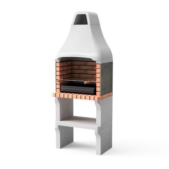 Movelar Barbacoa De Obra Prefabricada De Le&ntilde;a Y Carb&oacute;n Modelo New Iberia Plus Xl (gris, Naranja - 69 X 47 X 190 Cm) Ref: M00012 - Cocina De Exterior Para Jard