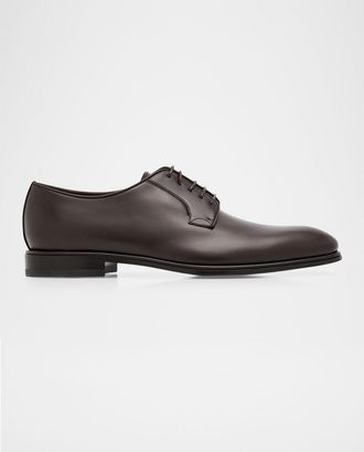 Ferragamo Men & apos;s Leather Almond-Toe Derby Shoes