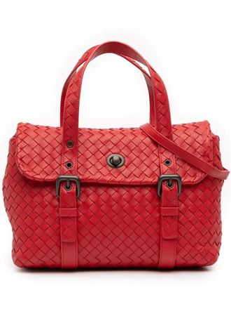 Bottega Veneta 2012-2025 Nappa Intrecciato Flap satchel - women - Nappa Leather - One Size - Red
