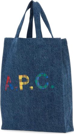 A.P.C. Womens Logo-Appliqu&eacute; Denim Tote Blue Cotton