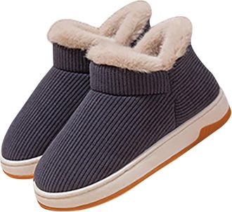 Generic Size 6 Boots Slippers for Women Men Winter Home Plush Warm Booties Ankle Bootie Slipper House Shoes Indoor Outdoor Comfy Fleece Lined Memory Foam Slip