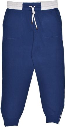 Brunello Cucinelli Blue Knit Trousers With Drawstring, Size X-Large