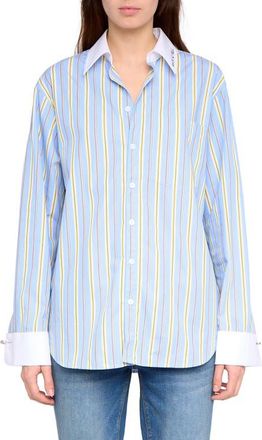 Zadig&Voltaire Morning Stripe Cotton Poplin Button-Up Shirt in Sixtine at Nordstrom, Size X-Small