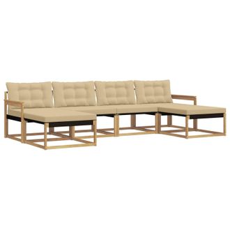 vidaXL Conjunto De Sof&aacute;s De Exterior Con Coj&iacute;n 6 Pcs Y Beige Vidaxl