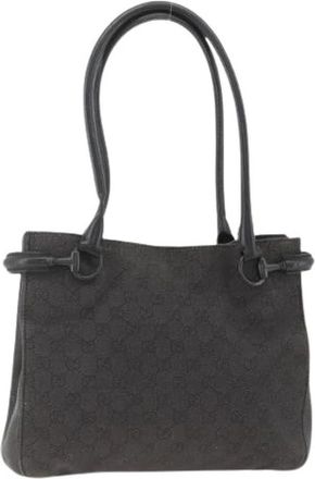 Gucci Pre-owned Handbags, female, Black, Size: ONE SIZE Pre-owned GG Canvas Shoulder Bag