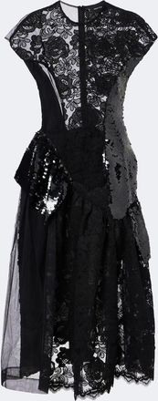 Simone Rocha Paneled lace-trimmed sequined midi dress