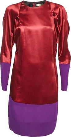 Balenciaga puff-sleeve silk dress - Red