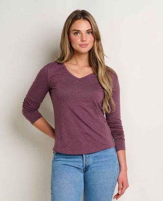 Toad & Co Marley Long Sleeve V-Neck Tee in Huckleberry at Nordstrom, Size X-Small