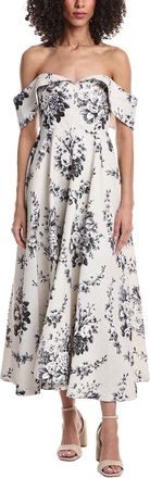 Rebecca Taylor Emblem Fleur Print On Poly Faille A-Line Dress