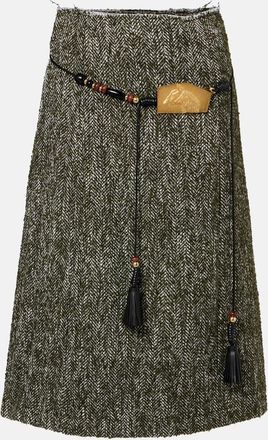 Xu Zhi Herringbone midi skirt