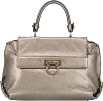 Ferragamo Tweedehands leren handtassen - Dames - Vintage Handtas - Grijs - ONE Size - Leer - Vintage