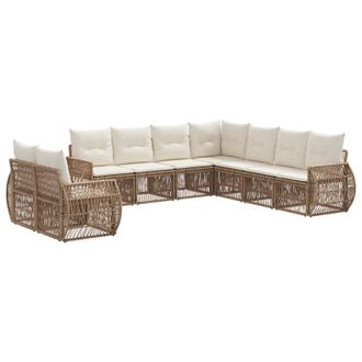vidaXL Conjunto De Sof&aacute;s De Jard&iacute;n 9 Pcs Beige Y Blanco Crema Vidaxl