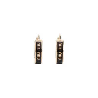 Miu Miu Earrings, female, Black, Size: ONE SIZE Enameled Metal Earrings