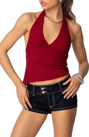 Edikted Rhett Asymmetric Halter Top in Burgundy at Nordstrom, Size X-Small