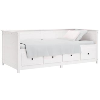 vidaXL Sof&aacute; Cama Sin Colch&oacute;n Madera Maciza De Pino Blanco 90x190 Cm Vidaxl