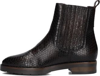 Notre-V Bruine Chelsea Boots met Slangenprint - Dames - Chelseaboots - Bruin - 38 EU - Leer - Schoenen