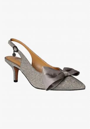 J. Rene&eacute; Womens Devika Sling Back Pumps In Pewter Dance Glitter