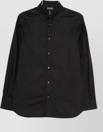 Emporio Armani cotton shirt featuring logo button collar