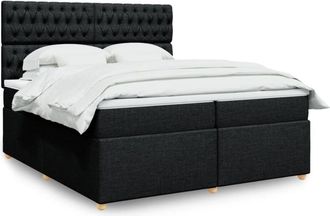 vidaXL Cama Box Spring Con Colch&oacute;n Tela Negro 200x200 Cm Vidaxl