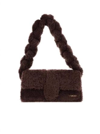 Jacquemus Womens Le Bambidou Fur Shoulder Bag In Dark Brown