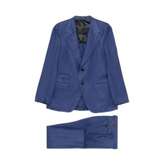 Gabriele Pasini Single Breasted Suits, male, Blue, Size: XL Dress With Flap Pockets