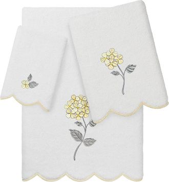Linum Home Textiles 100% Turkish Cotton Hydea Scallop 3Pc Embellished Towel Set