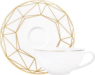 Prouna Gem Cut Gold Tea Cup & Saucer in White at Nordstrom