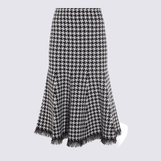 Alexander McQueen Black And White Midi Skirt