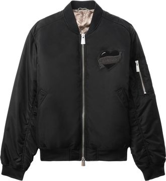 Charles Jeffrey Loverboy logo-appliqué bomber jacket - women - Acetate/TENCEL/Polyester/Nylon - S - Black