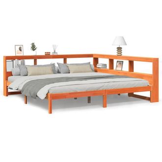 Berkfield Home Bookcase Bed without Mattress Wax Brown 200x200 cm Solid Wood Pine