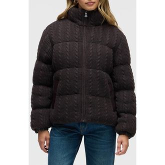 NVLT Cable Stitch Channel Quilted Puffer Jacket in Espresso at Nordstrom Rack, Size X-Large