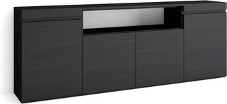 Skraut Home Aparadores Para Sal&oacute;n, Gran Capacidad De Almacenaje, 200x75x35cm, 4 Puertas, Armario, Zapatero, Estilo Moderno, Negro - Skraut Home