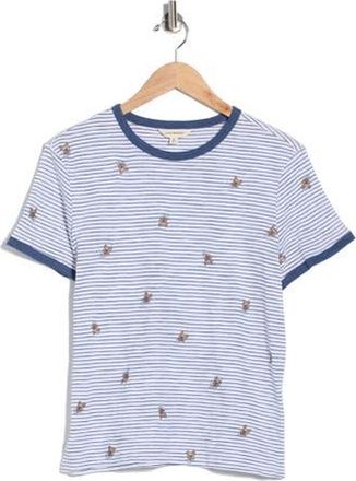 Lucky Brand Dog Embroidered Cotton T-Shirt in Navy Stripe at Nordstrom Rack, Size X-Small